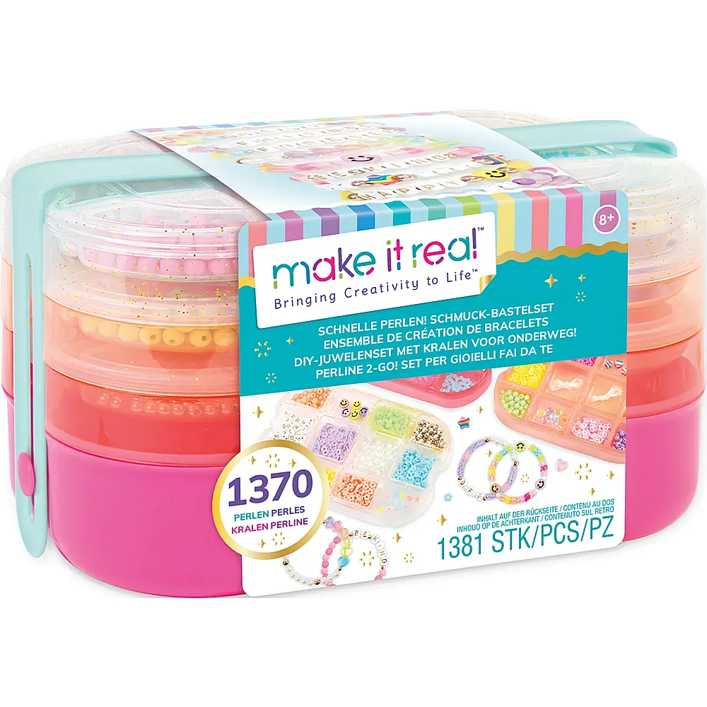 Make It Real Schmuck-Bastelset Schnelle Perlen - 1381 Teile