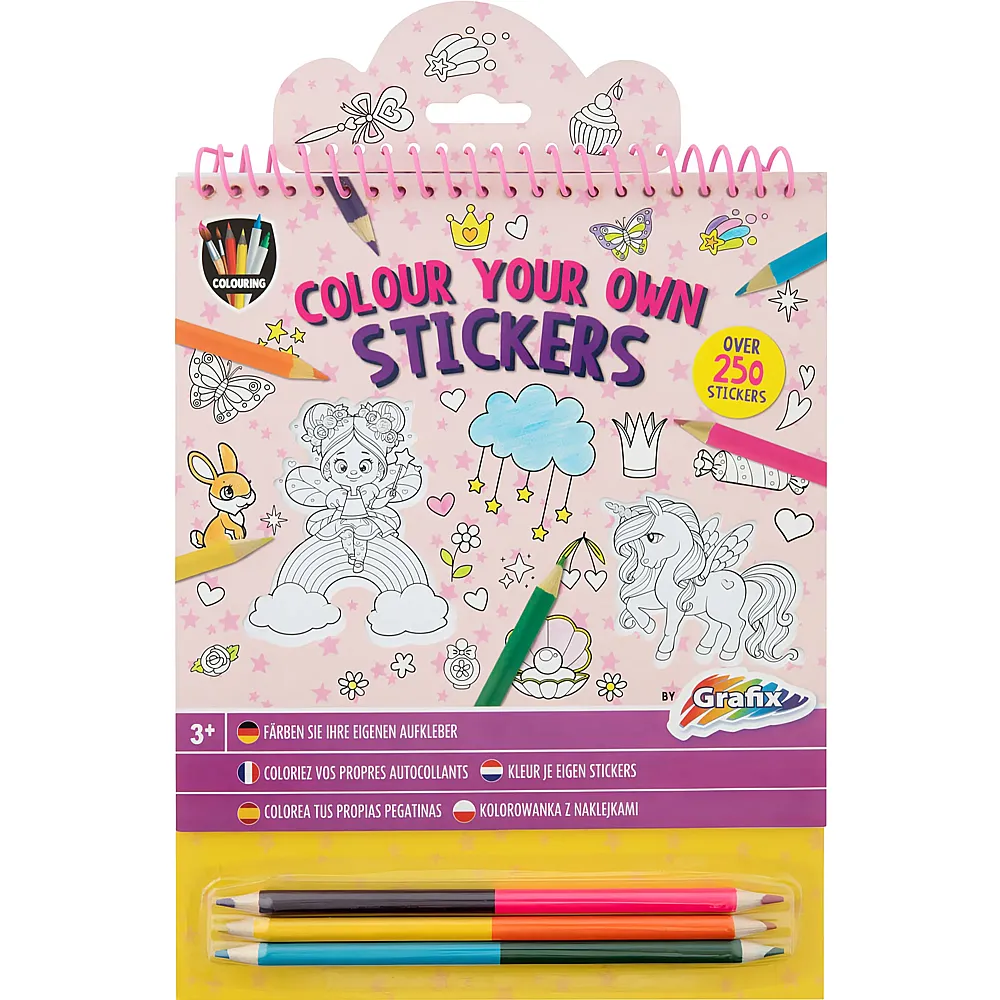 Creative Craft Group F�rben Sie Ihre eigenen Aufkleber mit Buntstiften  Fantasy World, 250 St�ck.