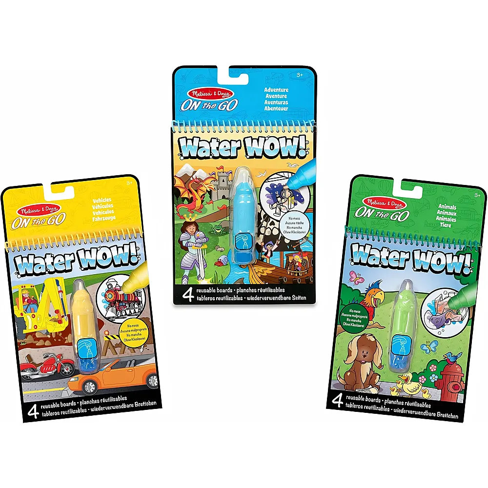 Melissa & Doug Water Wow 3er Pack Fahrzeuge, Tiere und Abenteuer