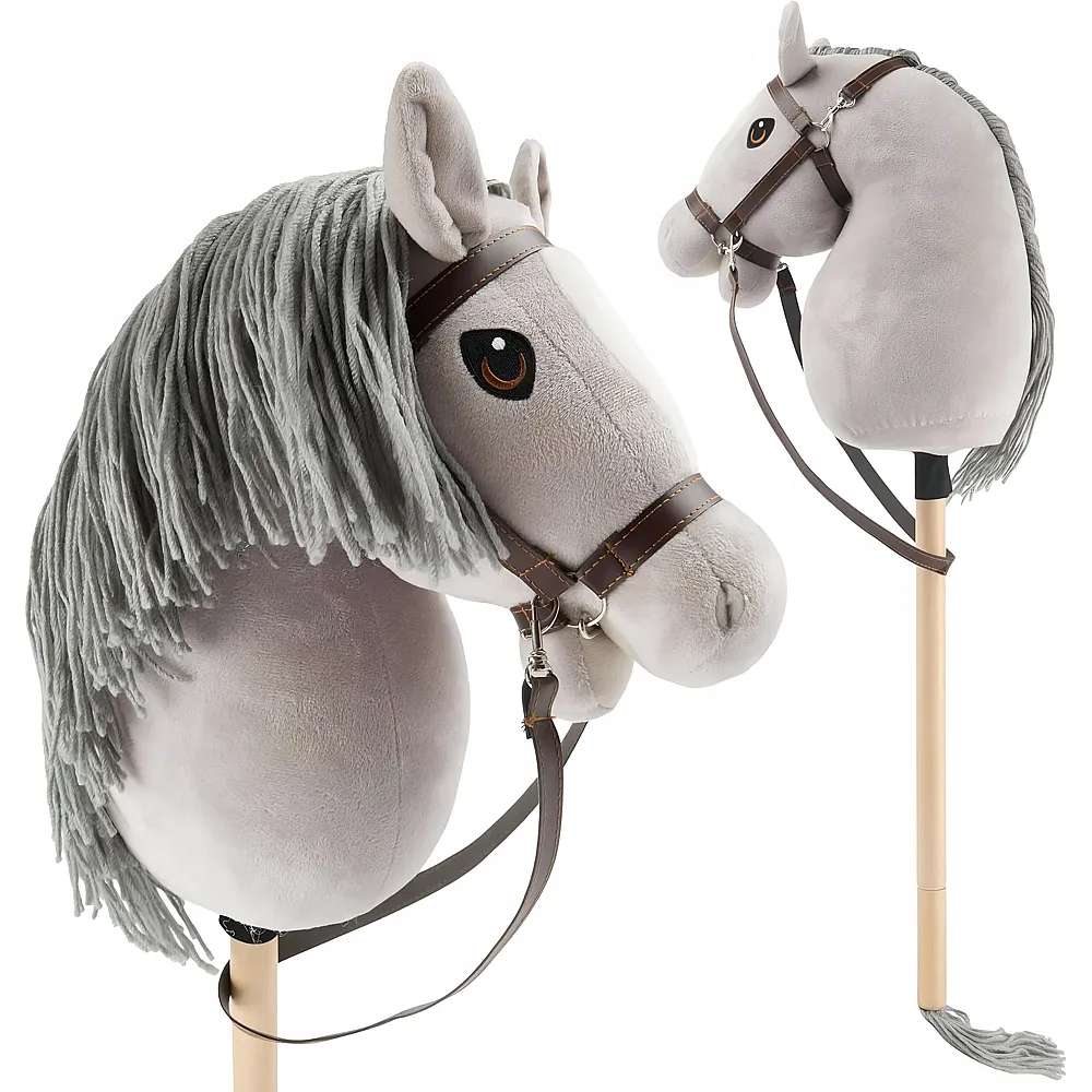 Bieco Hobby Horse Steckenpferd Medium Grauer mit Trense - Reittiere