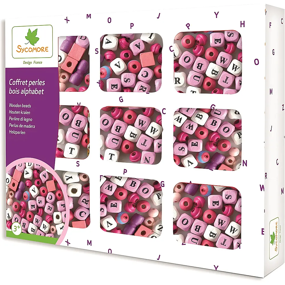 Sycomore K�stchen mit ABC-Holzperlen | Schmuck Bastelset