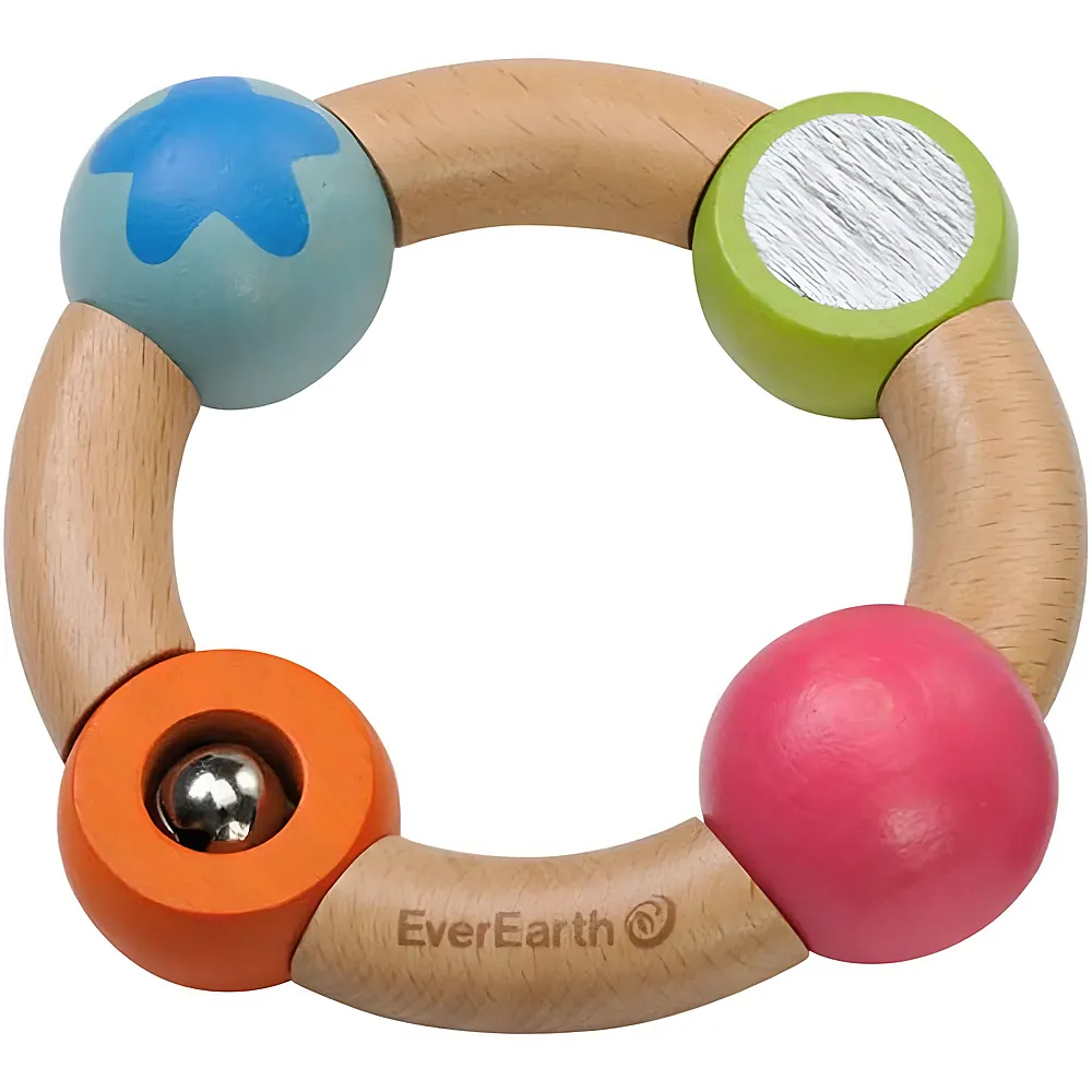 EverEarth Baby Greifring Blauer Stern aus nachhaltigem Holz  Sicheres und kindgerechtes Greifspielzeug zur F�rderung von