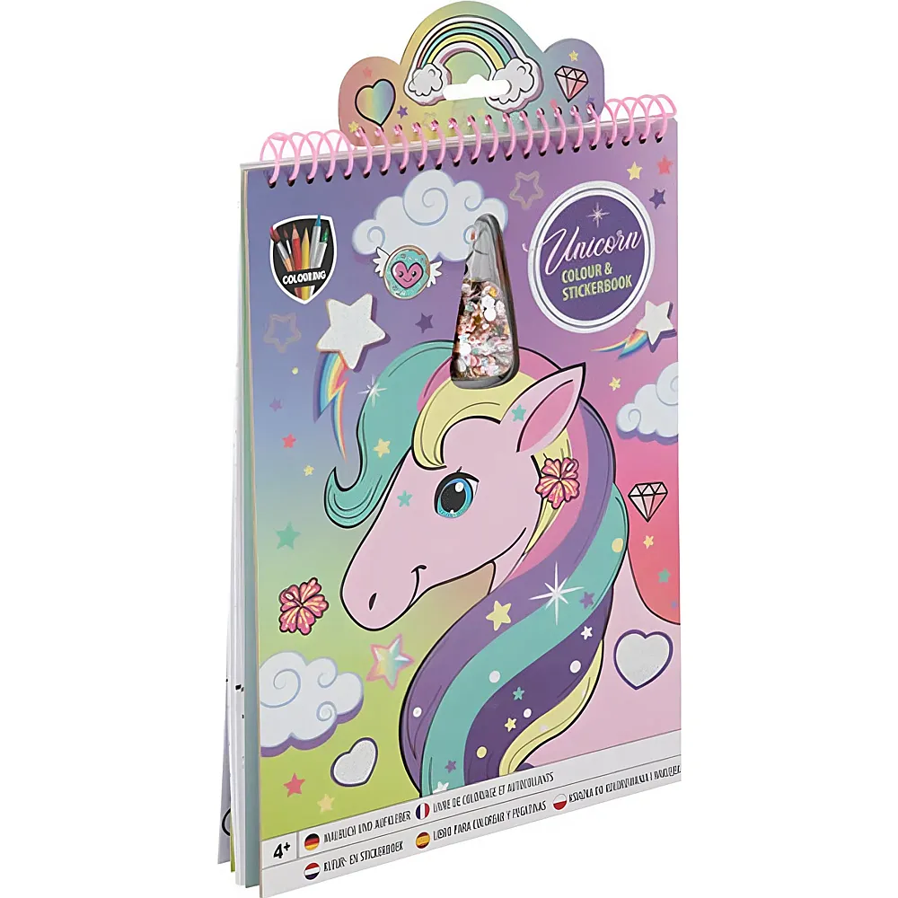 Sombo Einhorn Mal- und Stickerbuch A4