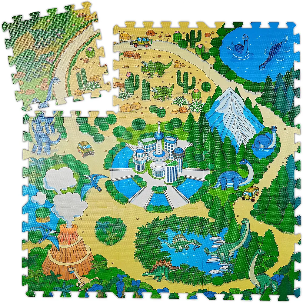 Relaxdays Puzzle Mat Dinosaurs - 9 pieces