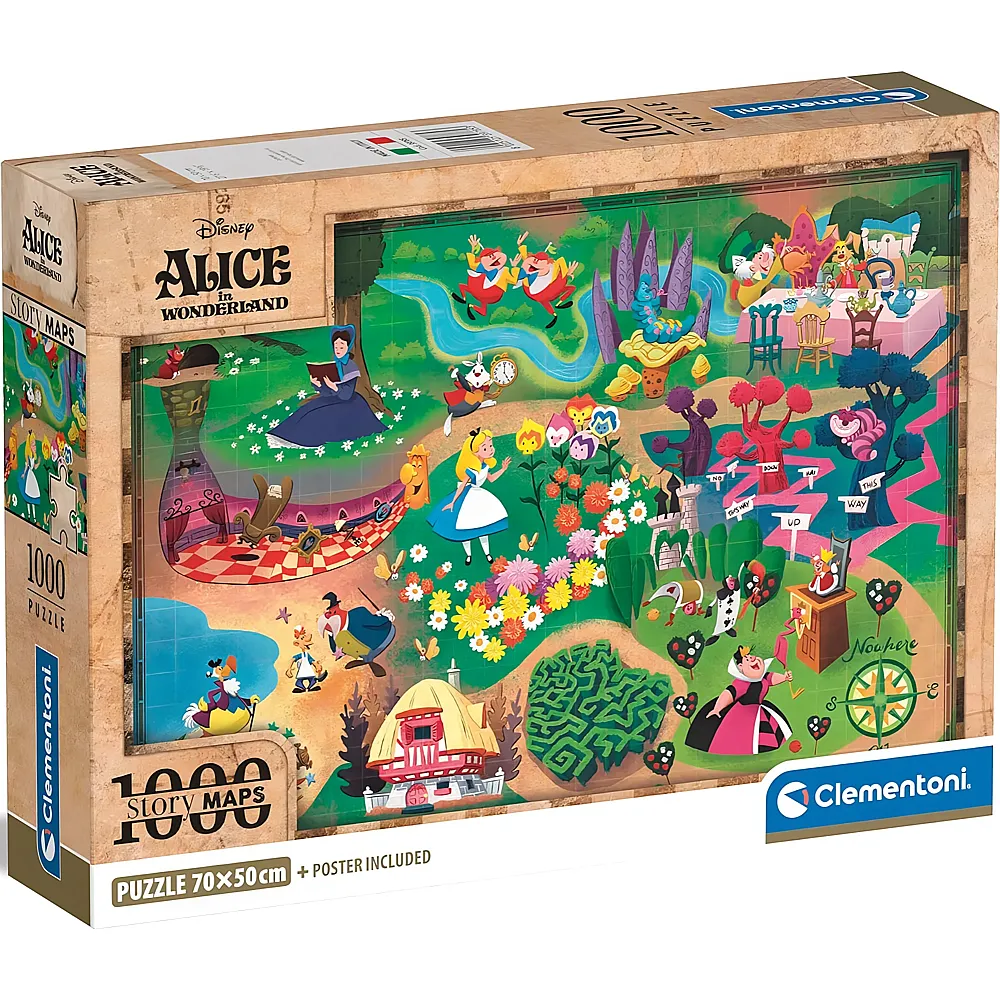 Clementoni Puzzle Story Maps - Alice im Wunderland 1000Teile
