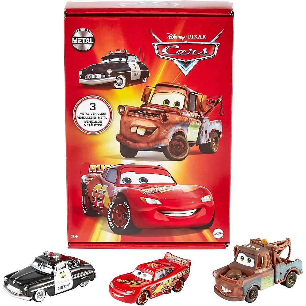 Mattel Disney Pixar Cars - Disney Pixar Fahrzeuge Radiator Springs 3er-Packung, beliebte Die-Cast-Fahrzeuge, Spielzeug ab 3