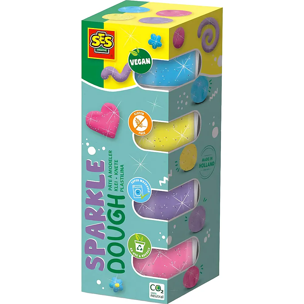 SES Knete Sparkle Dough - 4 x 90 g