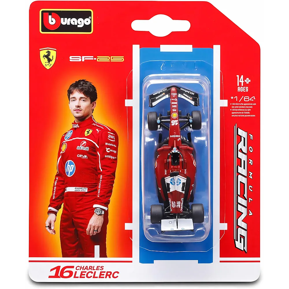 meinspielzeug - Bburago 1:64 Ferrari F1 SF-25 1/64 Leclerc 2025 | Spielzeugautos