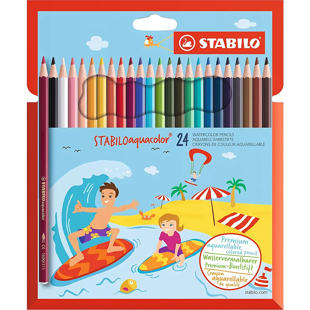 Stabilo Aquarell-Buntstifte aquacolor - 24 Teile | Farbe & Kreide