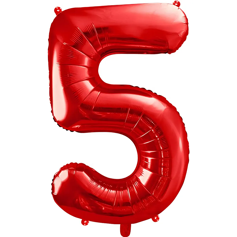 Partydeco Folienballon Zahl 5 Rot | Folienballone