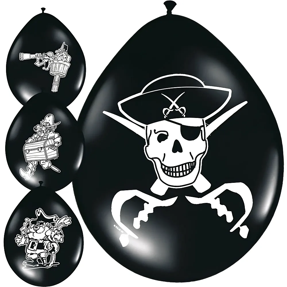 Folat Ballone Piraten 30cm Schwarz - 8 Teile