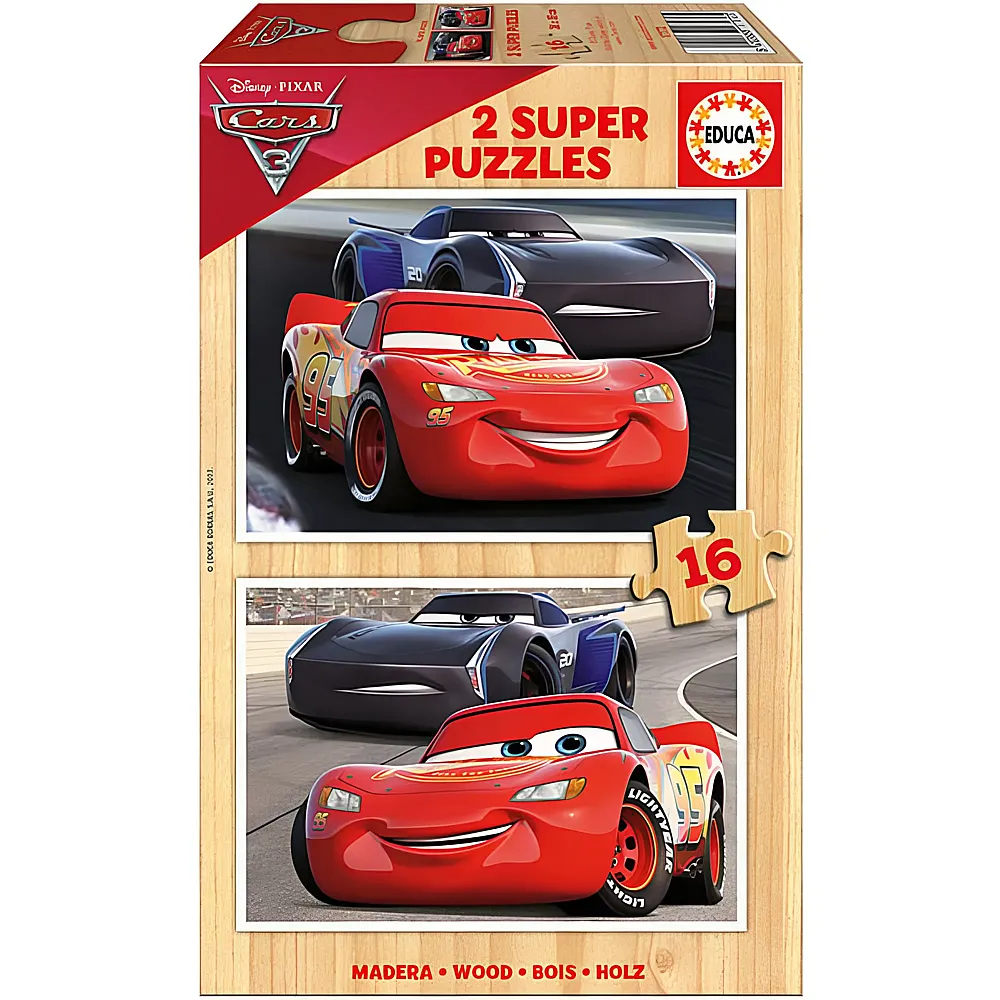 Educa Puzzle Disney Cars 3 2x16 | Holzpuzzle