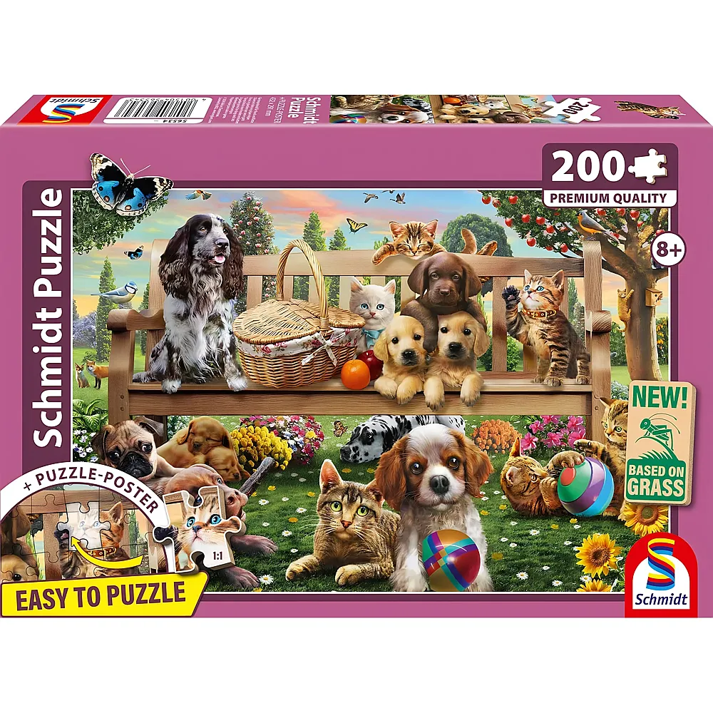 Schmidt Puzzle Gartenpicknick f�r Hund und Katze - 200 Teile