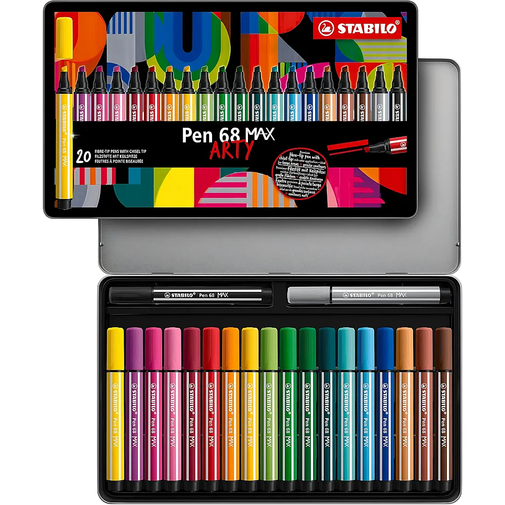 Stabilo Pen 68 MAX ARTY - 20 Teile | Farbe & Kreide
