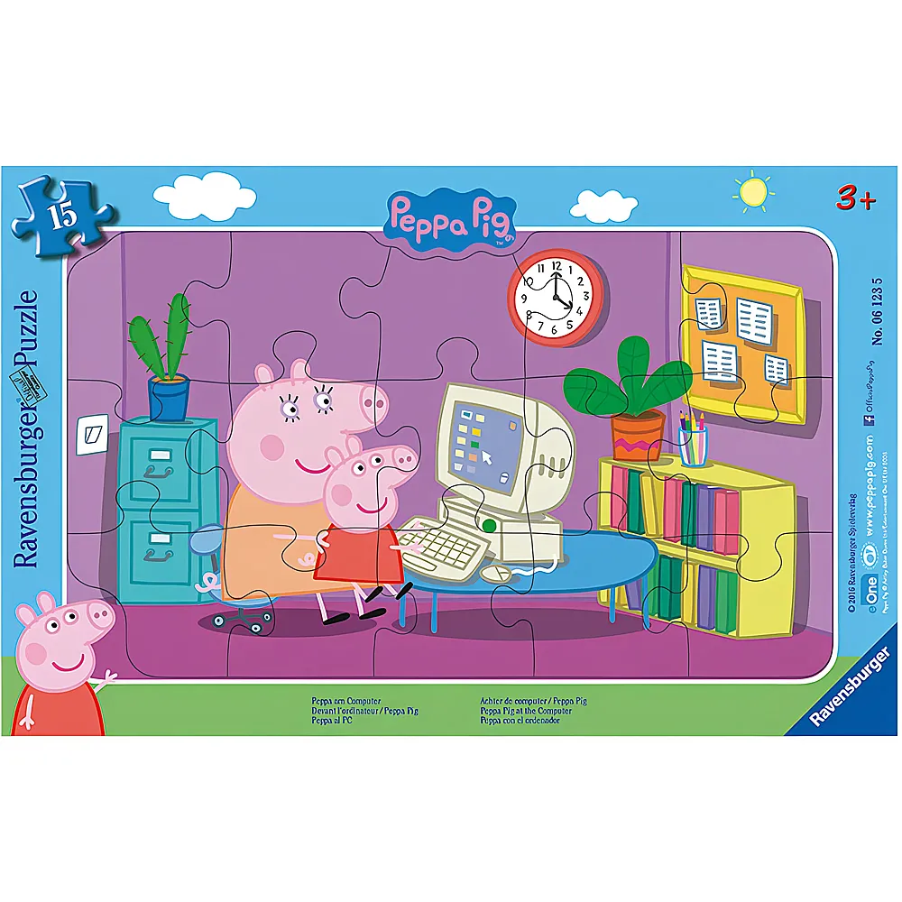 Ravensburger Puzzle Peppa Pig am Computer 15Teile | Rahmenpuzzle
