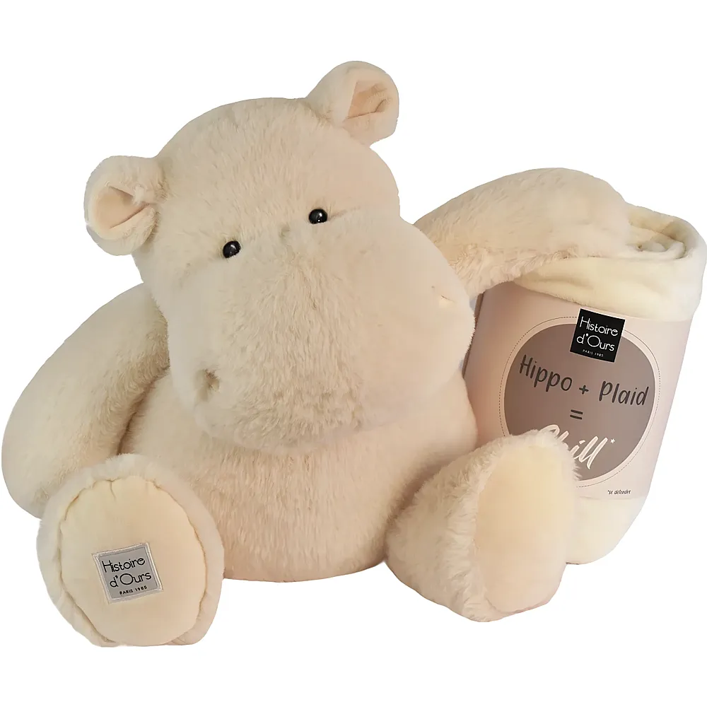 meinspielzeug - Doudou et Compagnie Hippo mit Kuscheldecke Beige - 45 cm | Wildtiere Pl�sch