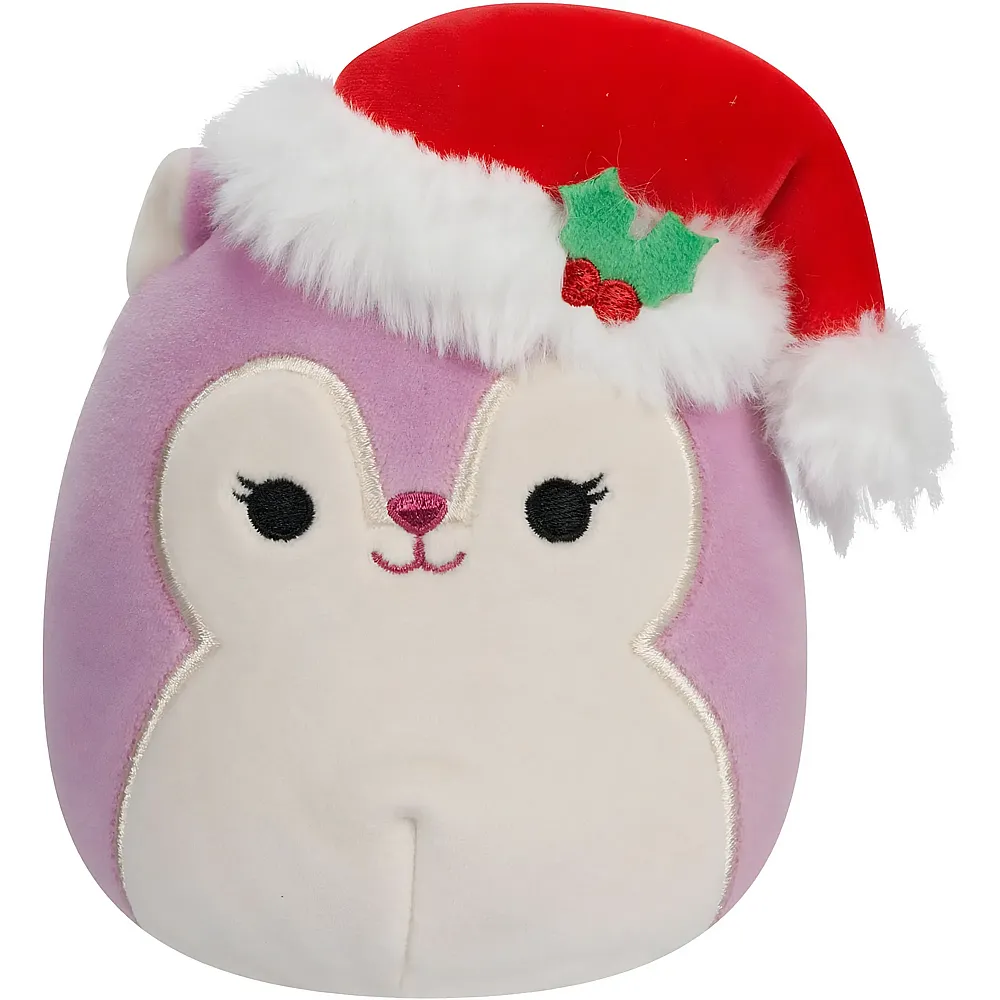 Squishmallows Pl�sch Allina das Pflaumen-Eichh�rnchen mit Weihnachtsm�tze - 12 cm
