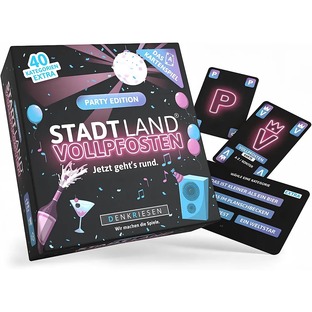 Denkriesen Stadt Land Vollpfosten Das Kartenspiel - Party Edition - Deutsch - Partyspiele