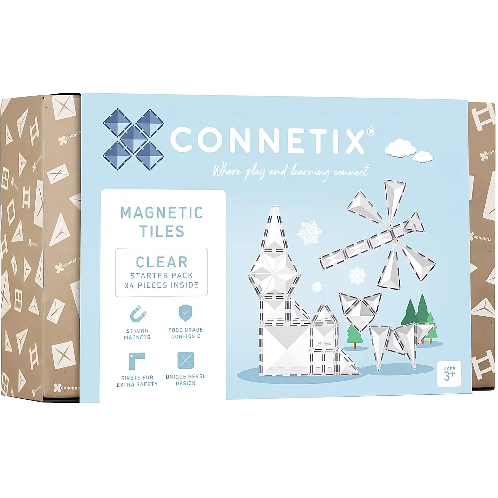 Connetix Magnetische Fliesen Klar Starterpaket - 34 Teile