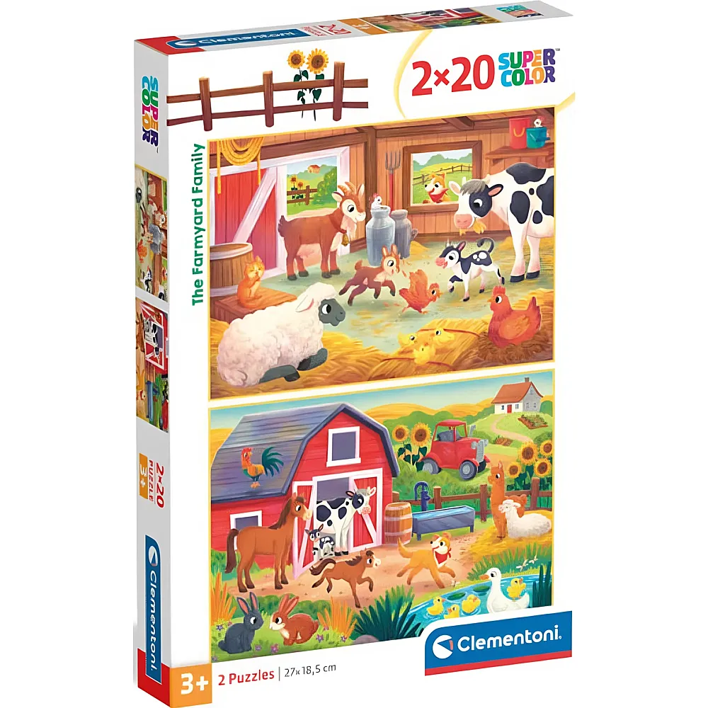 Clementoni Puzzle Supercolor 2in1 Auf dem Bauernhof 20Teile