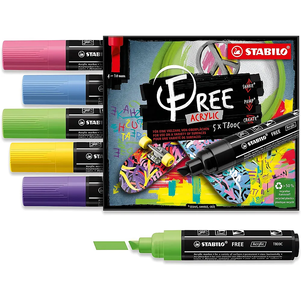 Stabilo FREE Acrylic T800C Seasi 5Etui - 5 Teile
