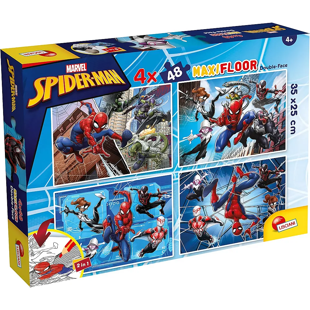 Lisciani Puzzle Maxifloor 4in1 Spiderman zum Ausmalen - 48 Teile