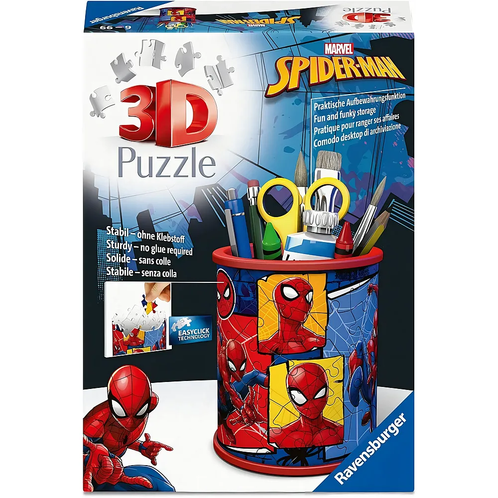 meinspielzeug - Ravensburger Puzzle 3D-Stiftebox - Spiderman 54Teile | 3D Puzzle