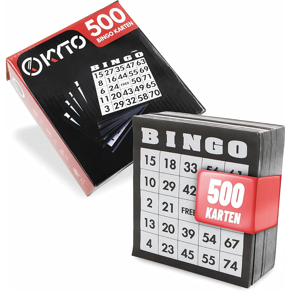 Kyto Bingo Karten Set 500 St�ck - 500 Verschiedene Karten 12,5cm x 13cm Set aus Papier, Zusatzkarten f�r traditionelles Bingospiel f�r Spieleabende mit Freunde, Familie & Kinder Bingo