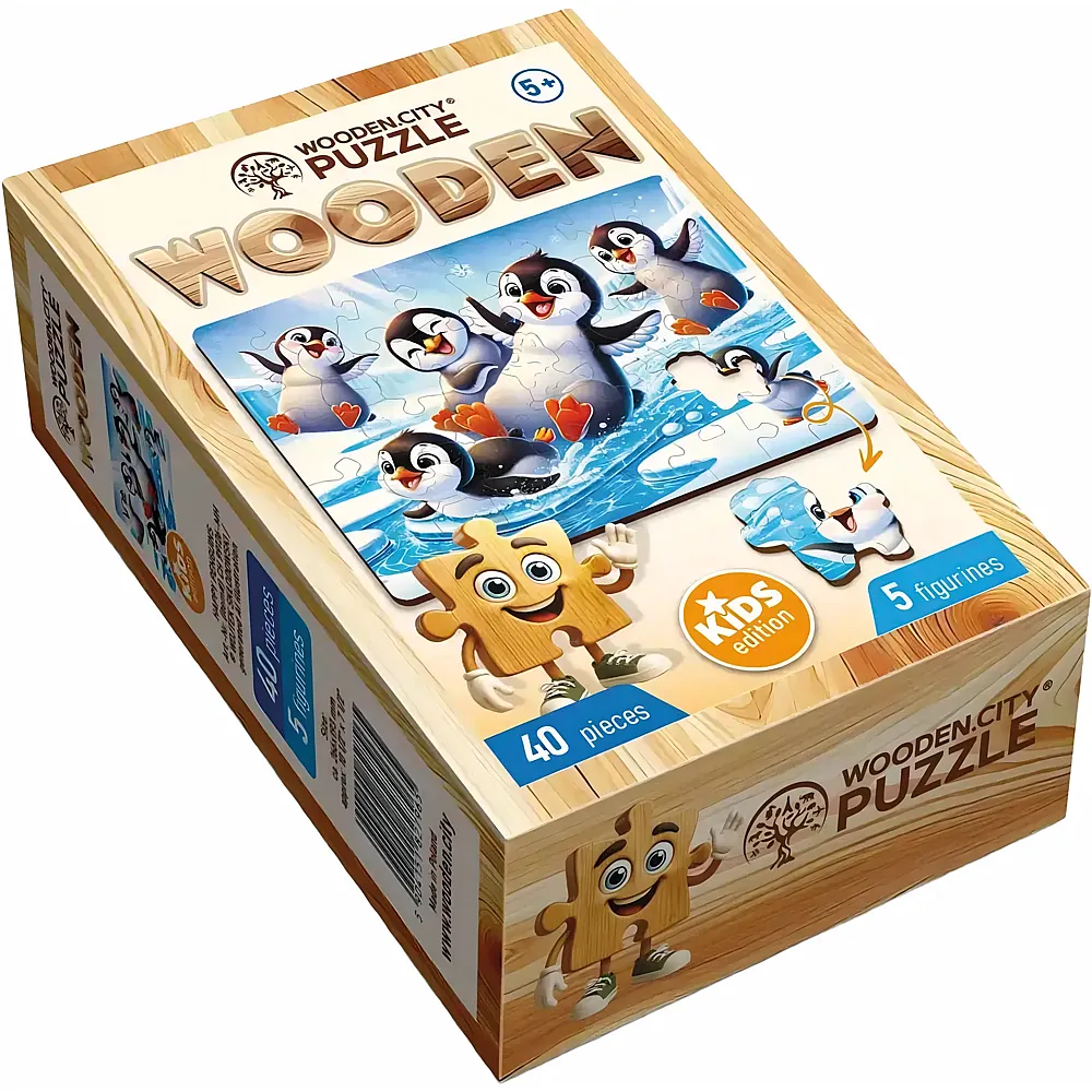 Wooden City Puzzle Happy Penguins 40Teile