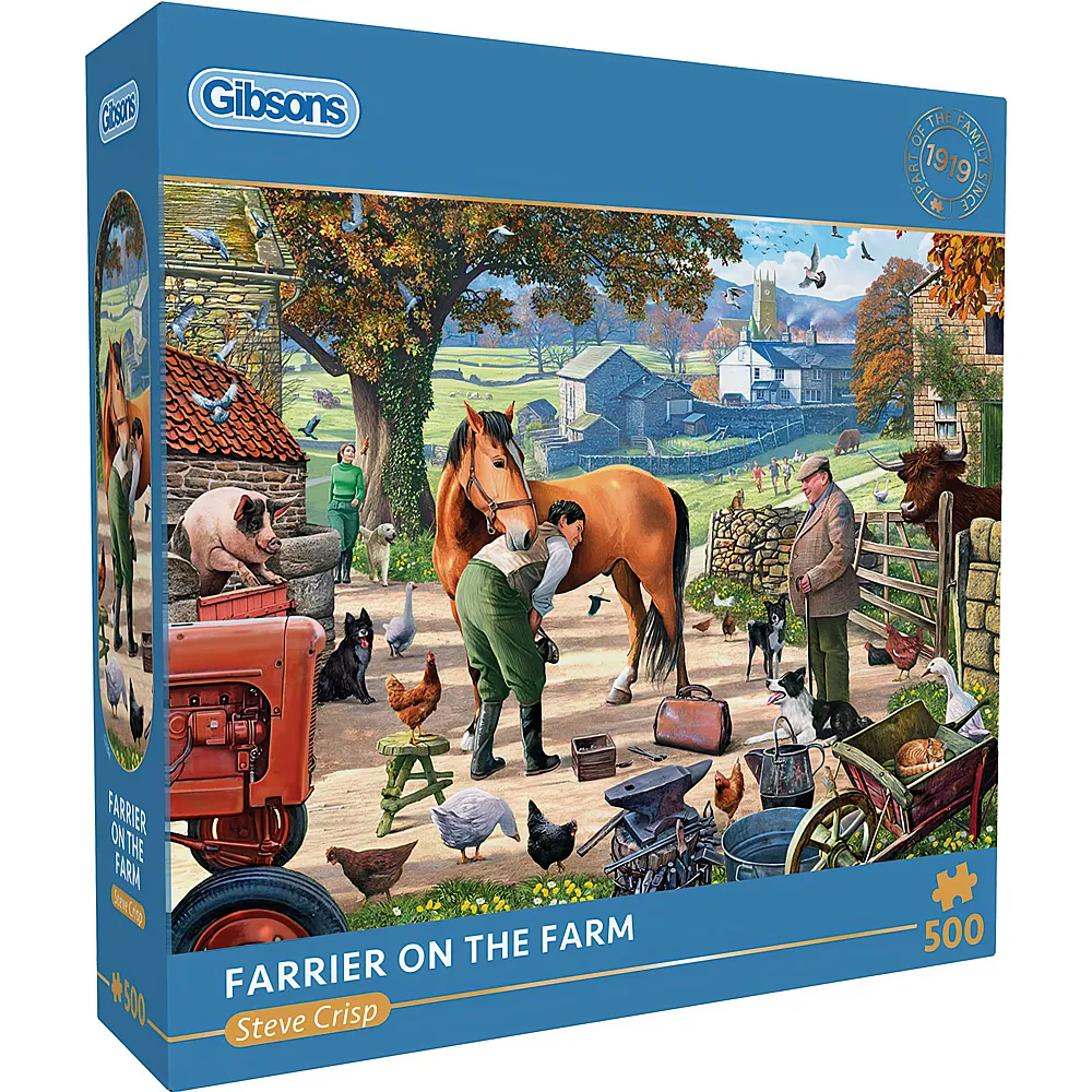 Gibsons Puzzle Steve Crisp Hufschmied auf dem Bauernhof - 500 Teile