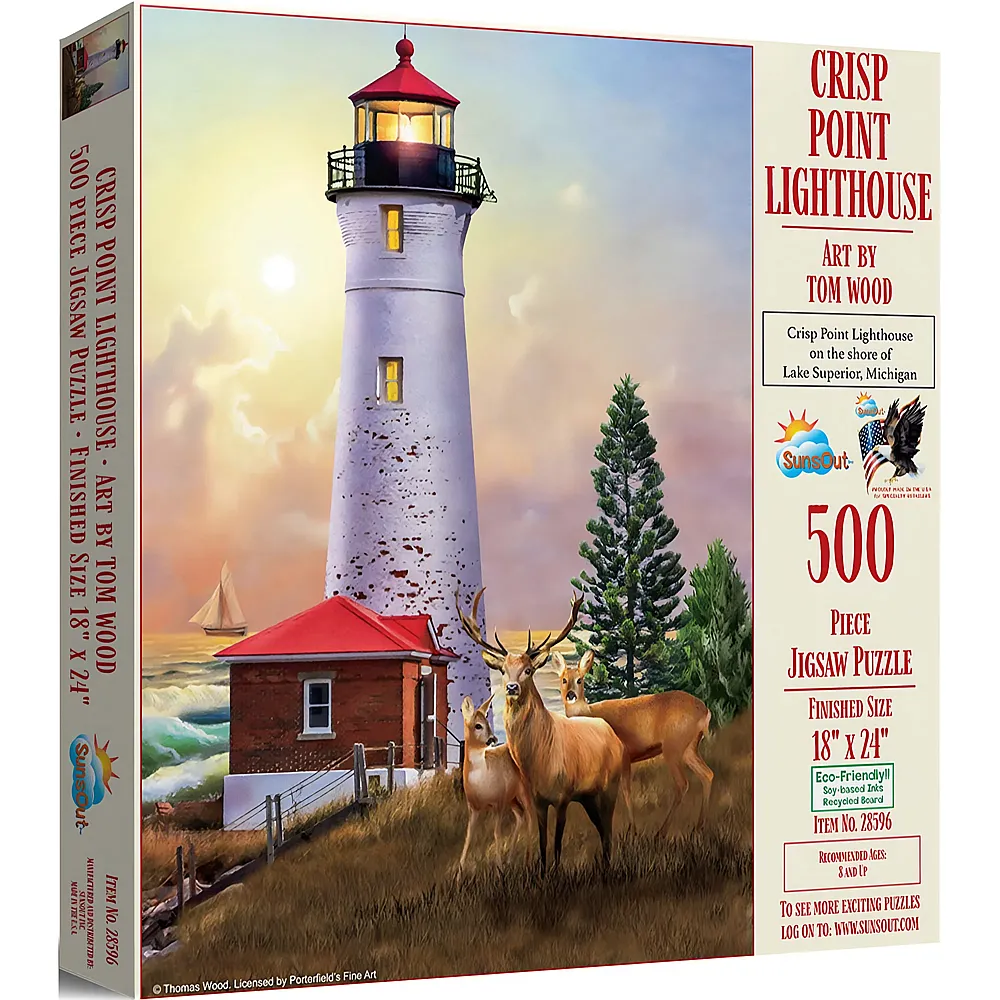 SunsOut Puzzle Tom Wood Crisp Point Leuchtturm - 500 Teile