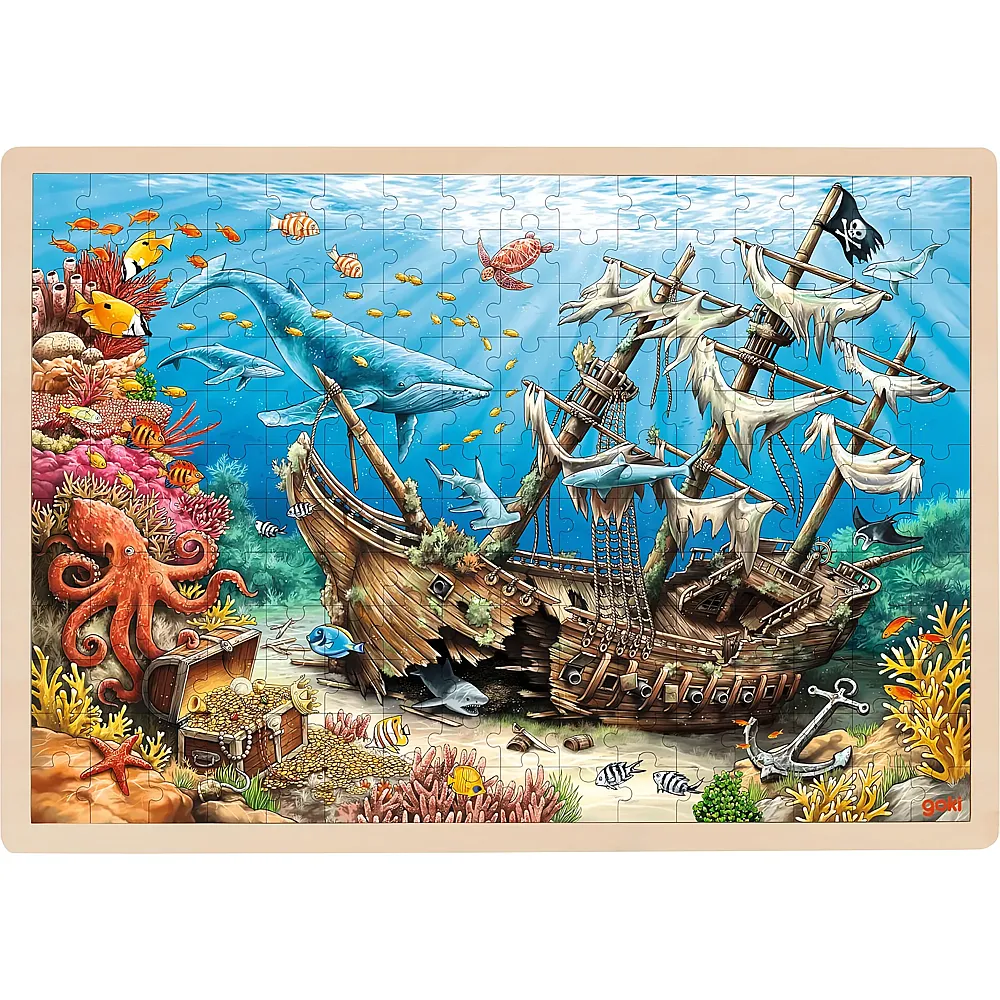 meinspielzeug - Goki Puzzle Versunkenes Schiff Santa Elena 192Teile | Rahmenpuzzle