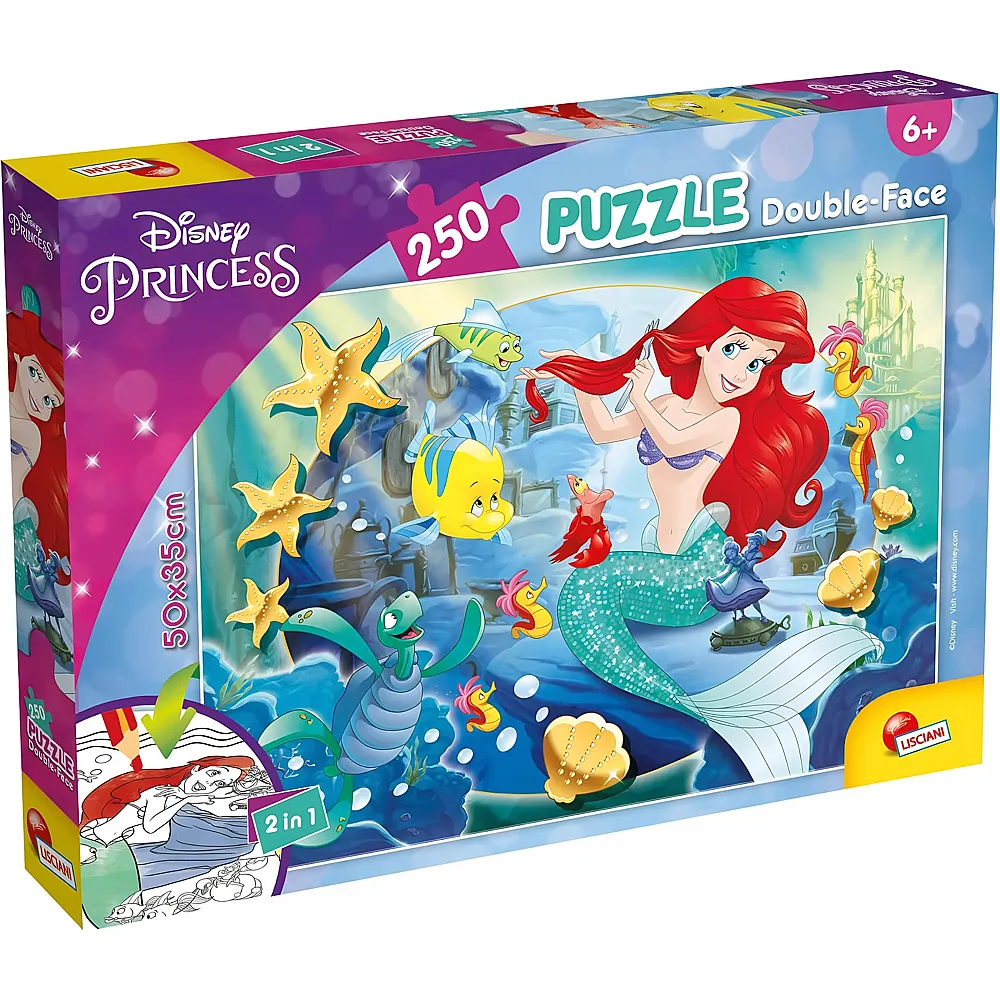 Lisciani Puzzle Double-Face Disney Princess 2in1 Arielle zum Ausmalen 250Teile