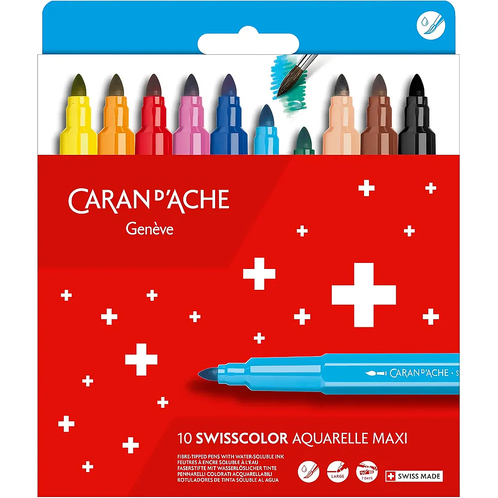 Caran d'Ache Fasermaler Swisscolor Maxi - 10 Teile | Farbe & Kreide
