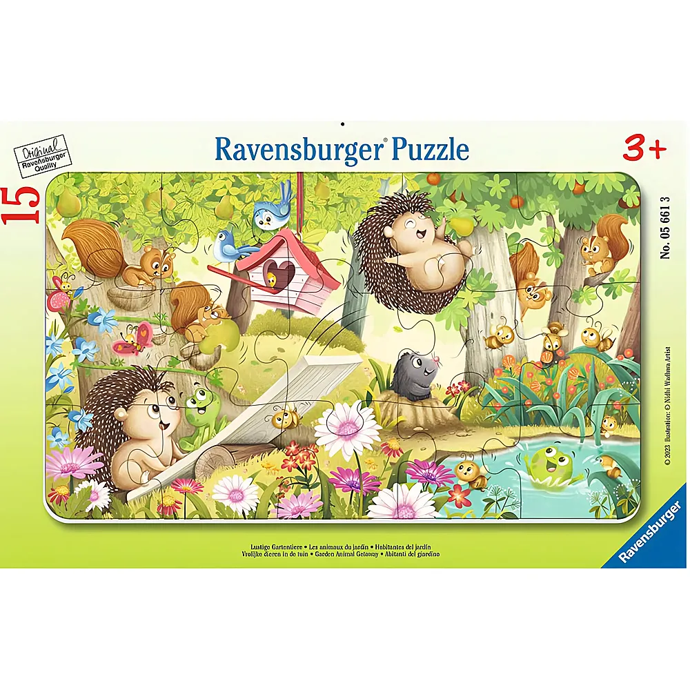 Ravensburger Puzzle Lustige Gartentiere 15Teile | Rahmenpuzzle