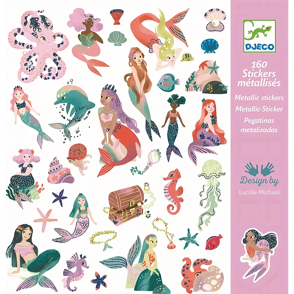 Djeco Sticker metallic Glitzernde Meerjungfrauen