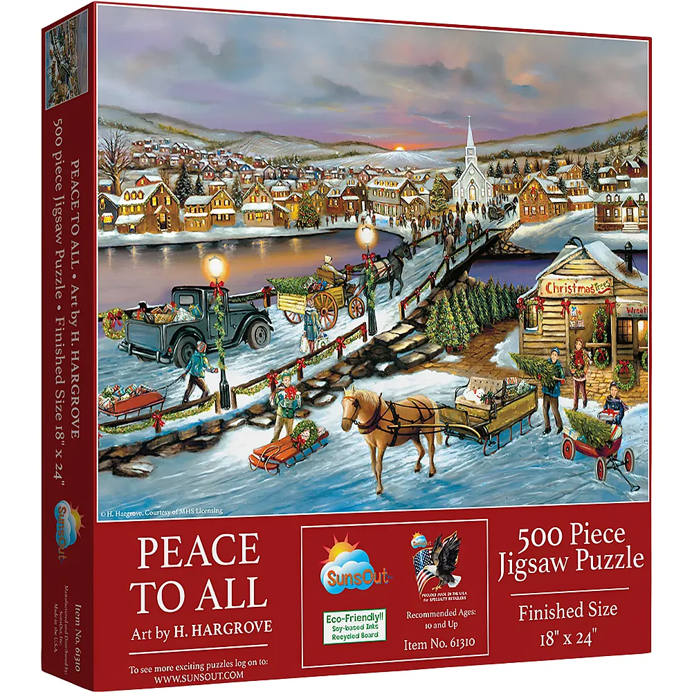 SunsOut Puzzle H. Hargrove Friedvolle Weihnachtszeit 500Teile