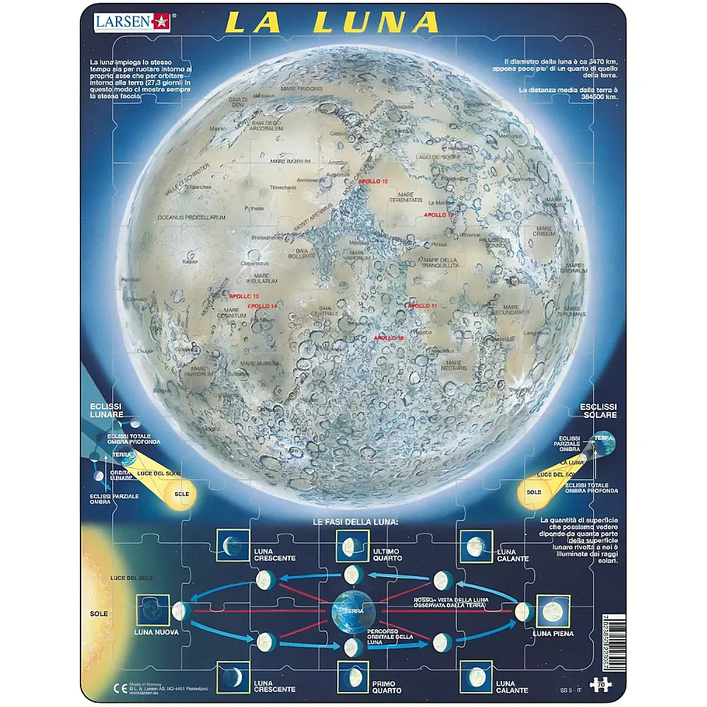 meinspielzeug - Larsen Puzzle La Luna - Italiano | Rahmenpuzzle
