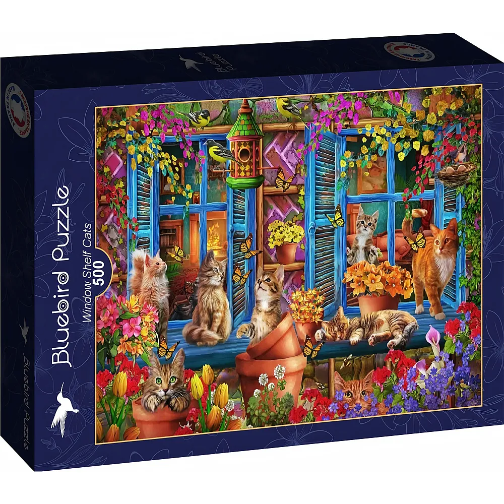 Bluebird Puzzle Katzen auf der Fensterbank 500Teile