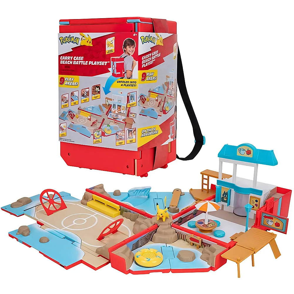 Jazwares Pok�mon PKW3424 - Tragbares Spielset - Strand-Arena, offizielle zusammenklappbare Spielwelt mit Pikachu, ab 4 Jahren