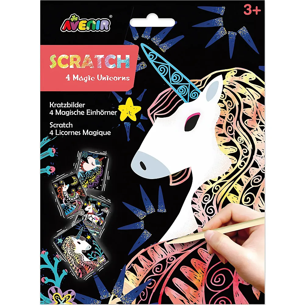 Avenir Kratzbilder Einhorn - 4 Teile
