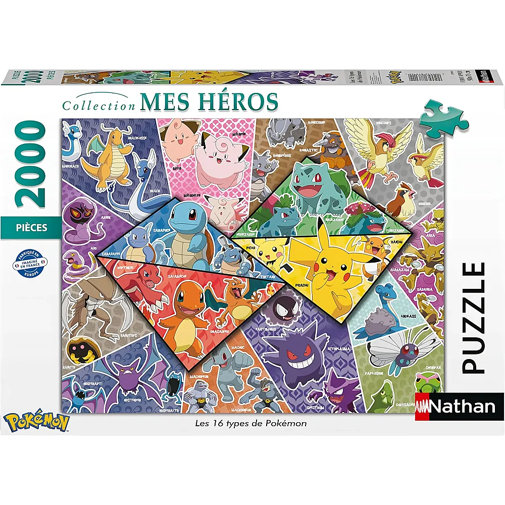 Nathan Puzzle Collection Mes H�ros The 16 Types of Pok�mon - 2000 Teile