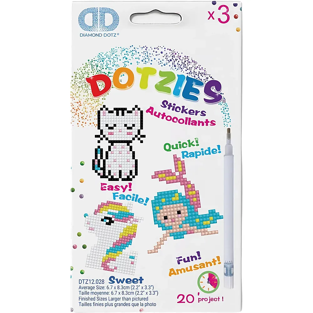 Diamond Dotz Dotzies Sticker Katze, Meerjungfrau, Pony