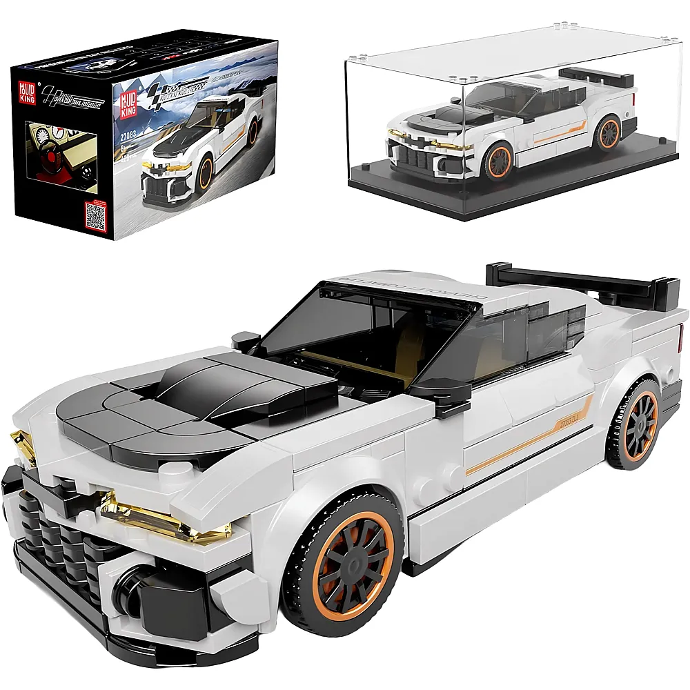meinspielzeug - Mould King Speed Champion Sportwagen Vitrine Weiss 27083 | Klemmbausteine Fahrzeuge