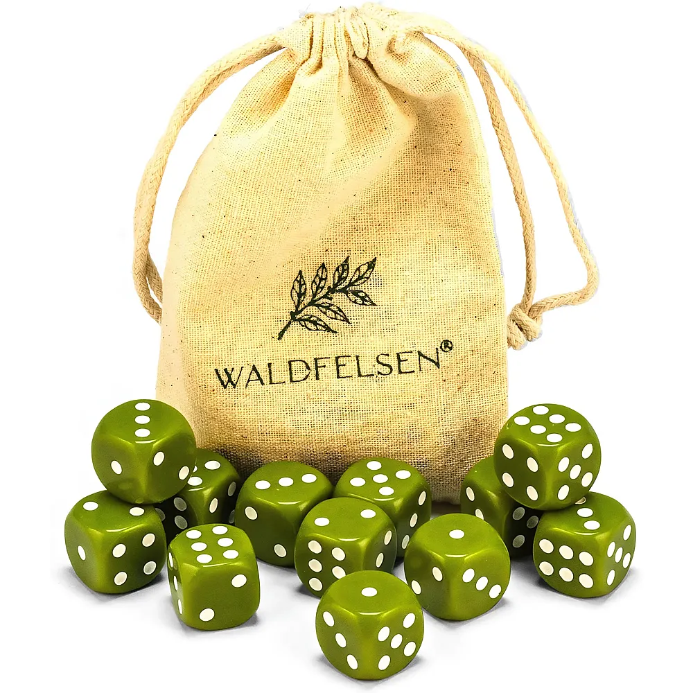 Waldfelsen Hochqualitative W�rfel Standardgr�sse 16mm Olive - 12 Teile | Spielezubeh�r