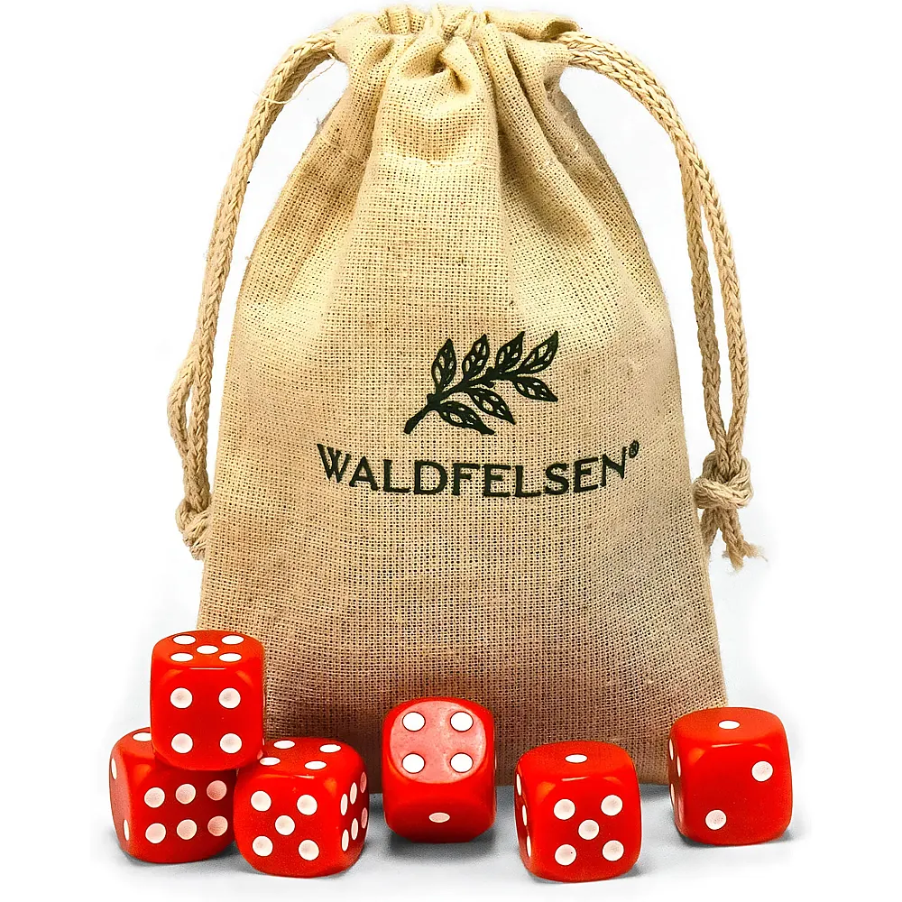 Waldfelsen Hochqualitative W�rfel Standardgr�sse 16mm Rot - 6 Teile