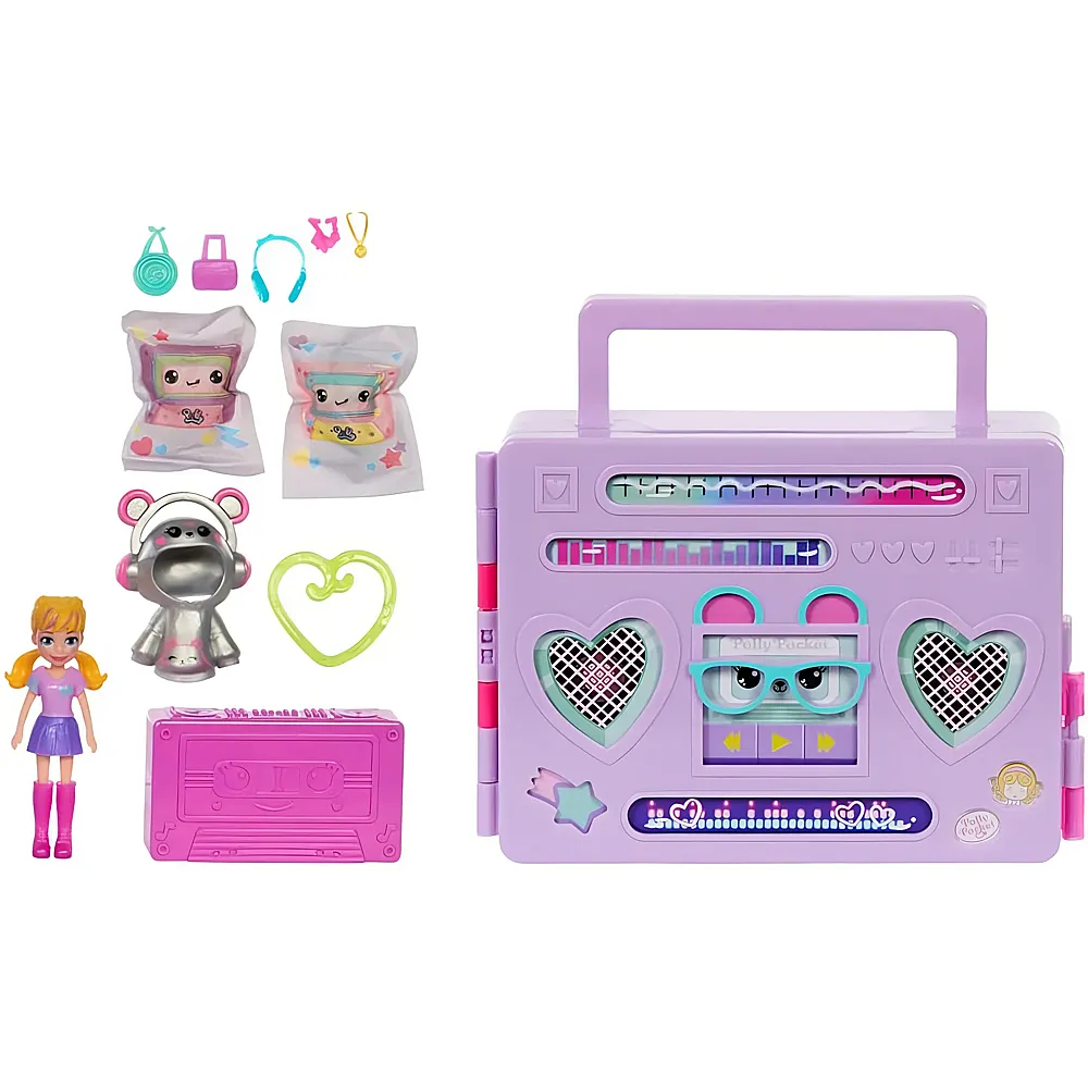 Polly Pocket Diskoparty Fashion Reveal mit Hoodie Buddy-Puppe