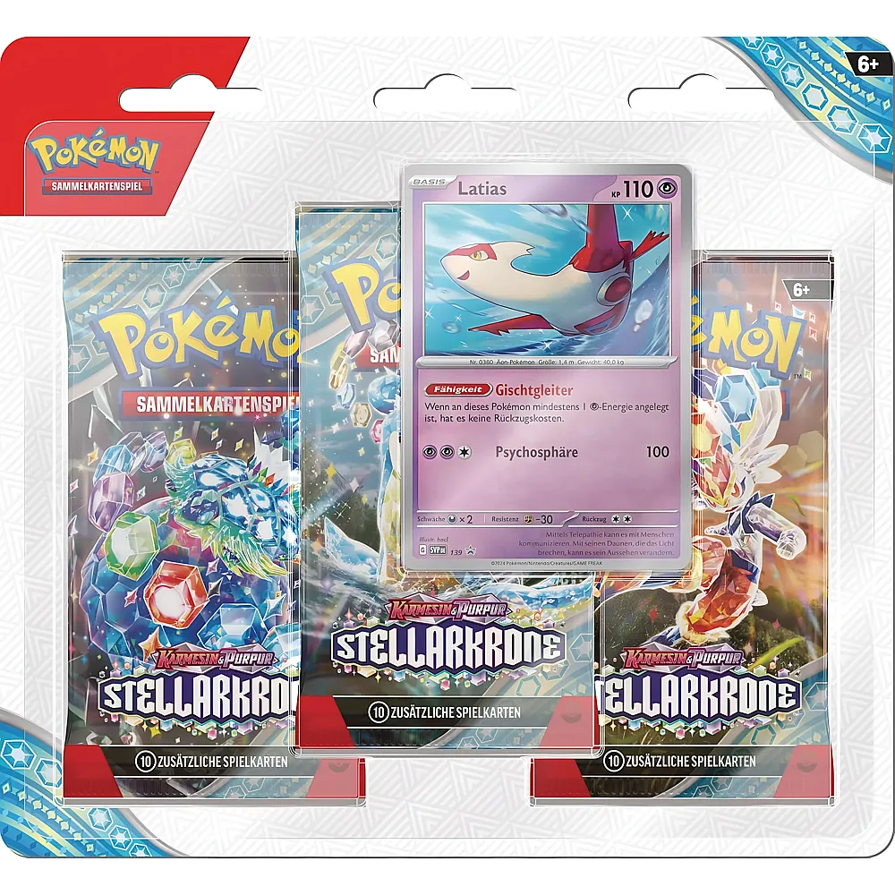Pok�mon TCG Karmesin & Purpur Pok�mon 3er-Pack-Blister Stellarkrone Litias - Deutsch