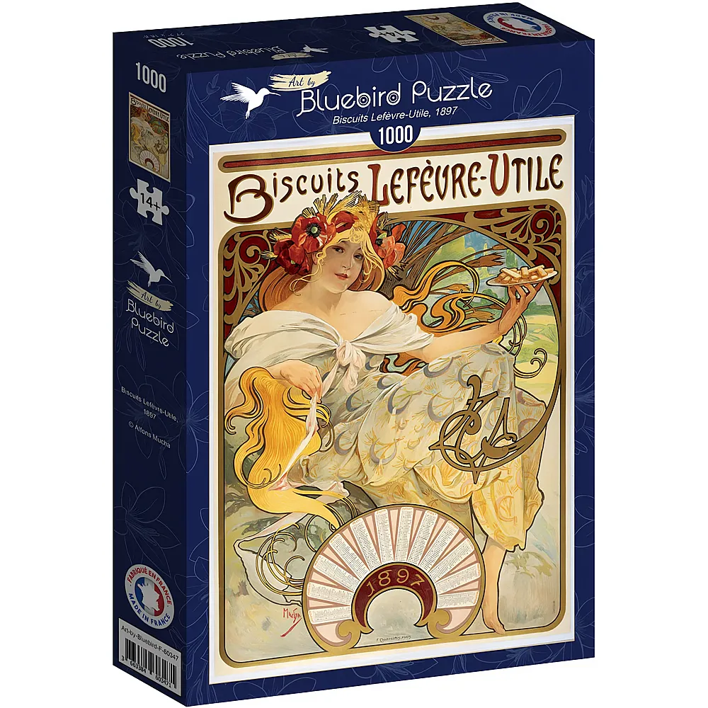 Bluebird Puzzle Alfons Mucha Biscuits Lef�vre-Utile, 1897 1000Teile