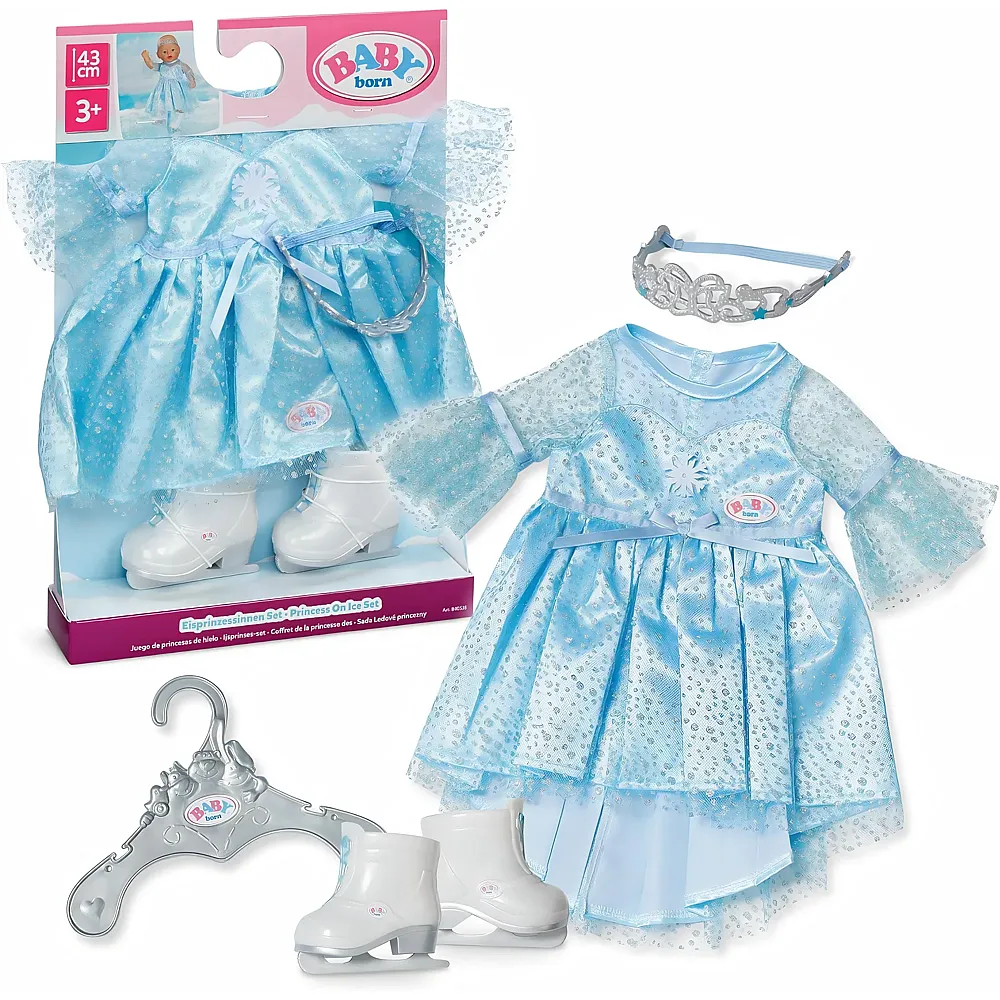 Zapf Creation Baby Born Eisprinzessinnen Set mit Glitzerkleid - 43 cm | Puppenkleider